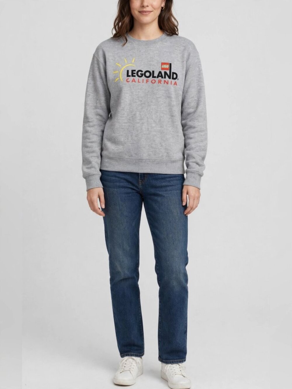 LEGO LEGOLAND California Sweater Size S Gray Crewneck Graphic Pullover Unisex